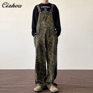 กางเกงยีนขายาวลําลอง ขาตรง พิมพ์ลายเสือดาว สไตล์ฮ่องกง สําหร…