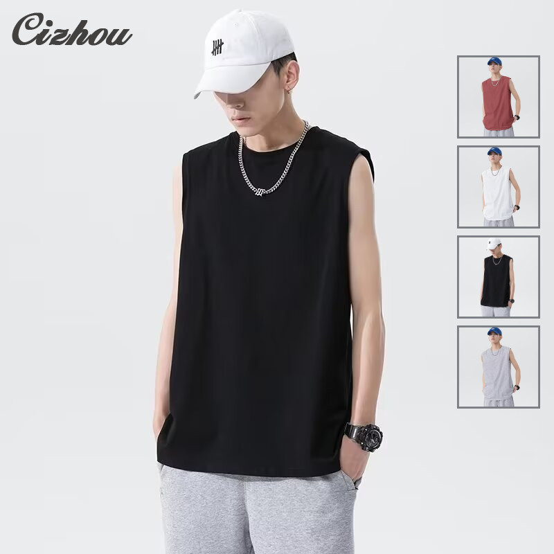 เสื้อกล้ามผู้ชายพอดีมาตรฐานที่สะดวกสบายสําหรับกิจกรรมการพักผ่อนในฤดูร้อน