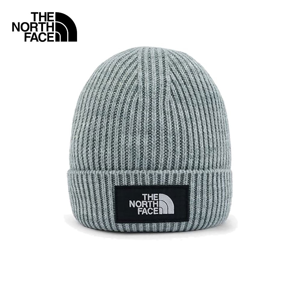 THE NORTH FACE TNF LOGO BOX CUFFED BEANIE - TNF LIGHT GREY HEAT หมวก UNISEX