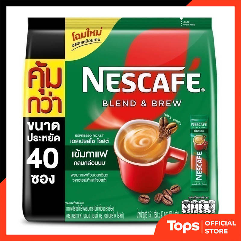 NESCAFE เนสกาแฟเบลนด์แอนด์บรูเอสเปรสโซโรสต์กาแฟปรุงสำเร็จชนิดผง 15.1กรัม แพค 40ซอง [8850127059113]