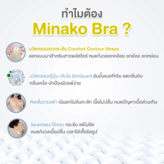 Eisei Haku Minako Bra (แพ็ก 3 ตัว) บราสาวพลัสไซส์ บราไร้โครง บราลดอาการปวดบ่า นุ่มสบาย เก็บเนื้อยกกระชับอก บราสาวนมใหญ่