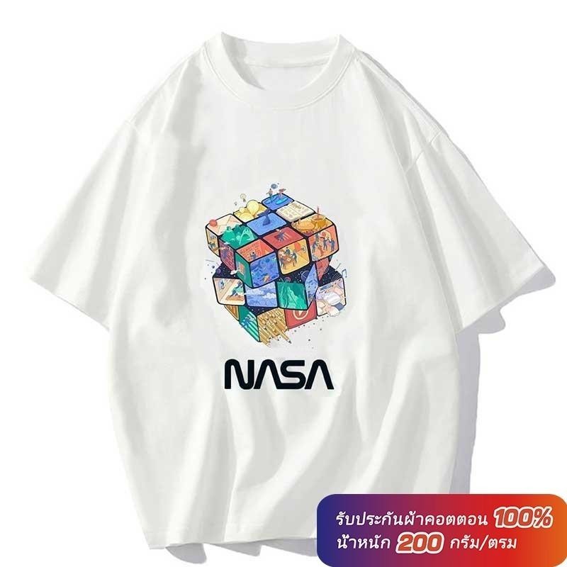 (ผ้าฝ้าย 100%)Luvoro oversize unisex เนื้อผ้านุ่มระบายแขนสั้น  T-shirt สีดำและสีขาว เสื้อยืดทูโทน เสื้อยืดแขนสั้น C1081