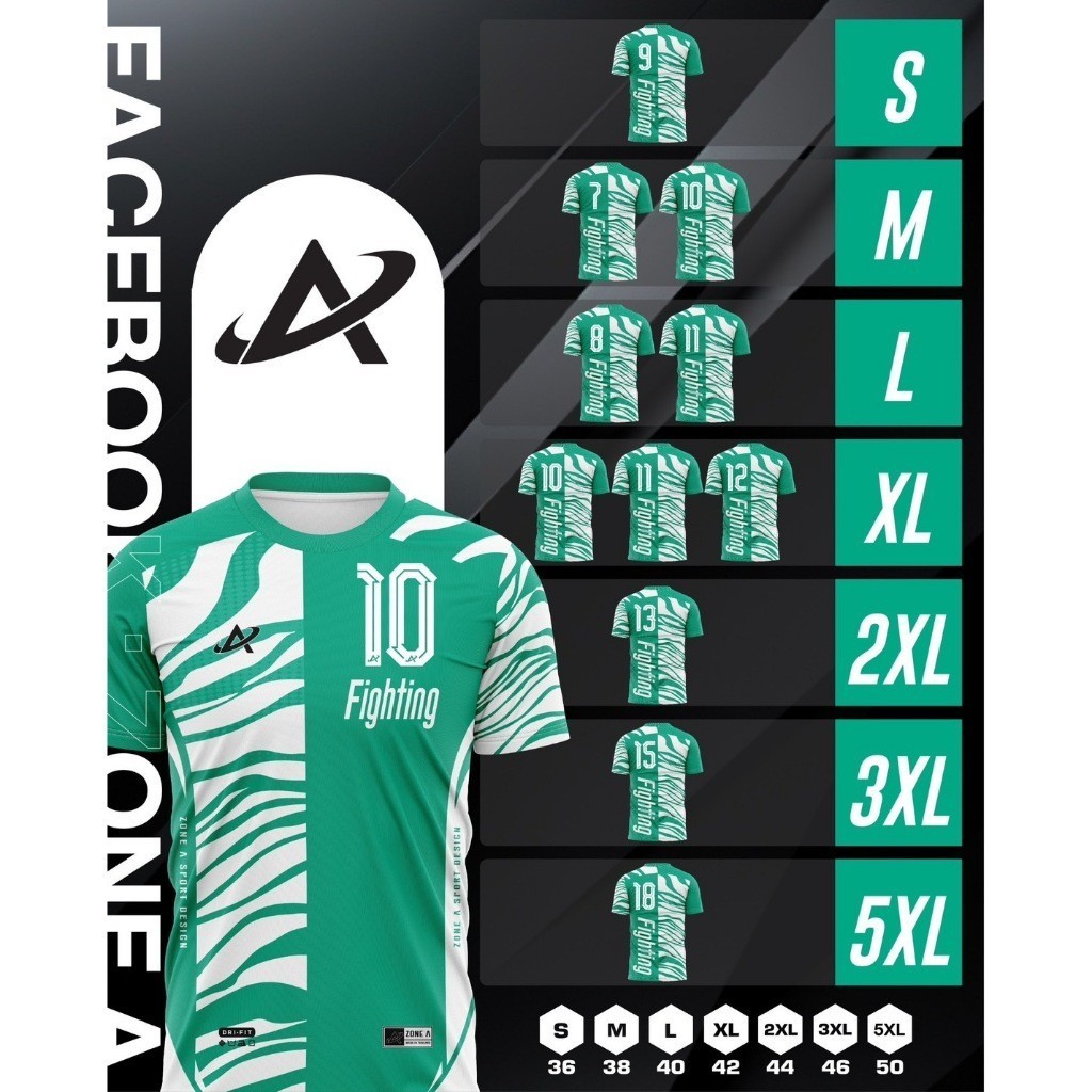 Fighting  เสื้อกีฬาพิมพ์ลาย Zone A เเขนสั้น เสื้อบอลใส่เล่นกีฬาราคาถูก