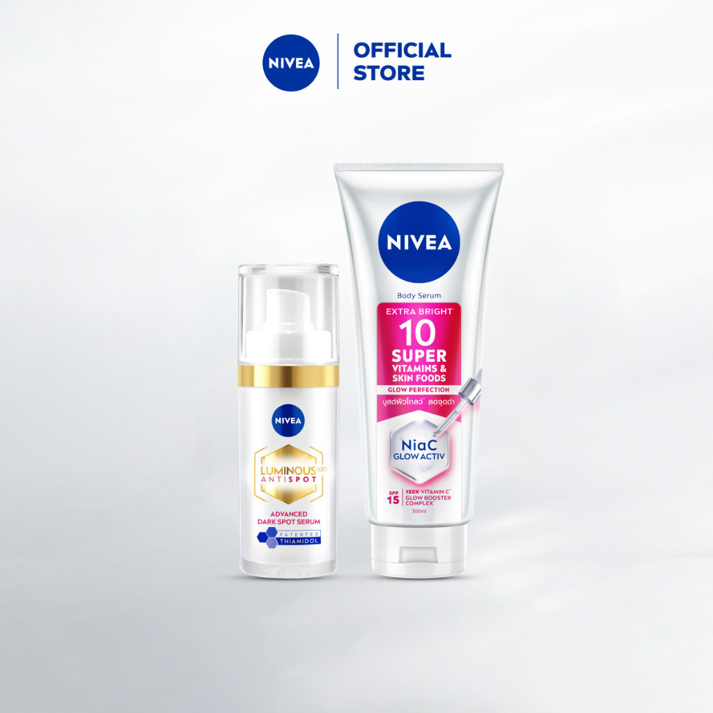 นีเวียลูมินัส630แอนตี้สปอตแอดวานซ์ดาร์ค30มลและเซรั่มผิวกายเอ็กซ์ตร้าไวท์10ซูเปอร์วิตามินแอนสกินฟู้ด3