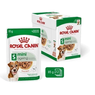 [12 ซอง] Royal Canin Mini Ageing 12+ Pouch Gravy อาหารเปียกสุนัขสูงวัย พันธุ์เล็ก อายุ8ปีขึ้นไป (เกรวี่, โรยัล คานิน)