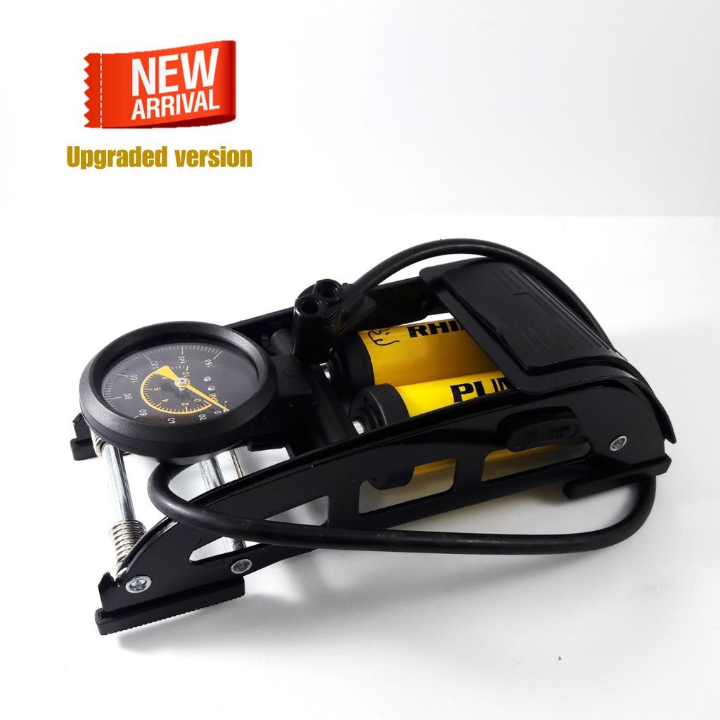 ที่สูบลมRhino No.6399 Pressure Foot Pump สูบลมแบบเท้าเหยียบ 2 ท่อ ปั๊มลมพกพา ที่สูบลมรถยนต์ จักรยาน มอเตอร์ไซด์ ลูกบอล