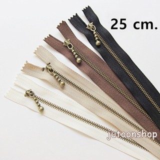 ซิป หัวลูกตุ้ม เบอร์ 3 สีทองเหลือง ยาว 25 cm. 10 นิ้ว