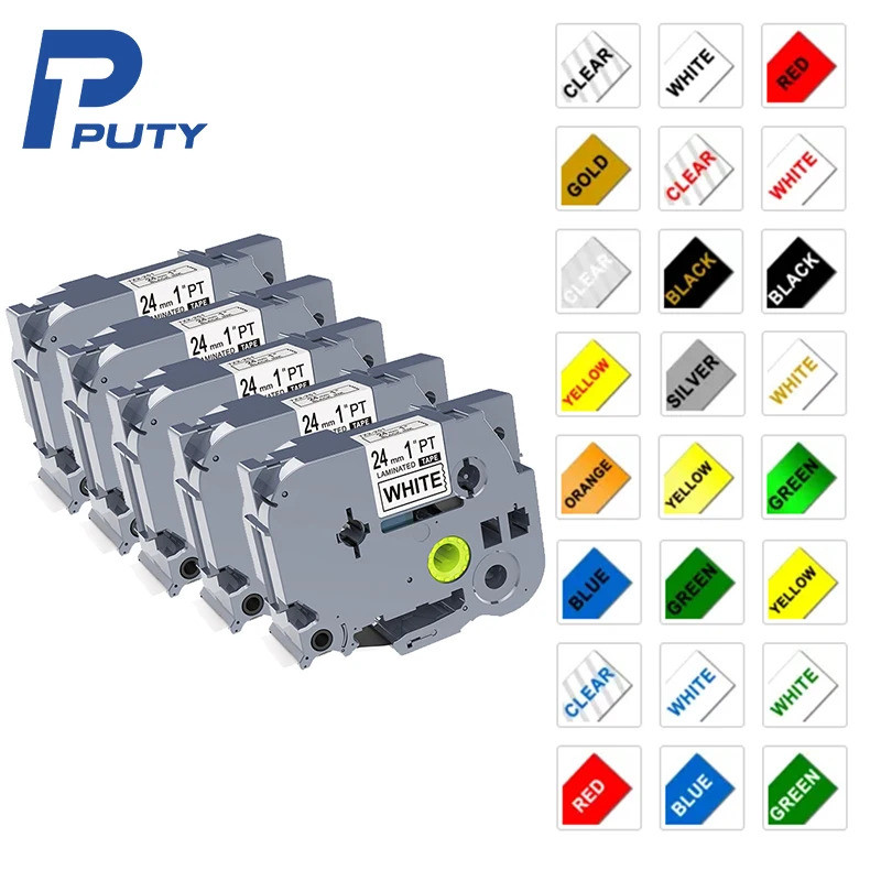 5pcs Compatible 24mm p-touch laminated tze 251 tz251 tze251 TZe Tape tze-251 tz-251 tze651 for broth