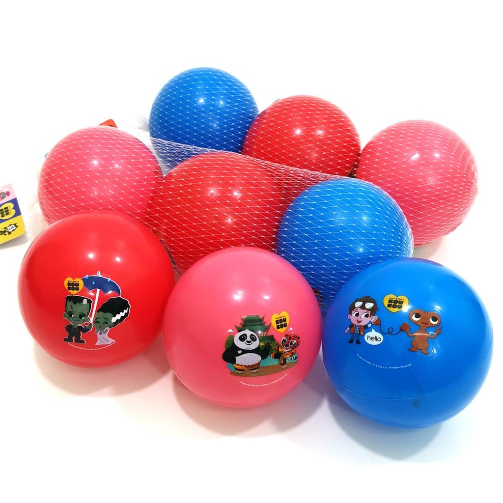 KNKTOY ลูกบอล บอลยาง บอลยาง3สี บอลยาง3ลูกในถุงตาข่าย ขนาด4นิ้ว BY060