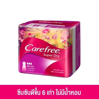 แคร์ฟรี ผ้าอนามัย ซุปเปอร์ดราย ไมม่มีน้ำหอม 40ชิ้น Carefree Panty Liner Super Dry Fragrance-Free 40 pcs
