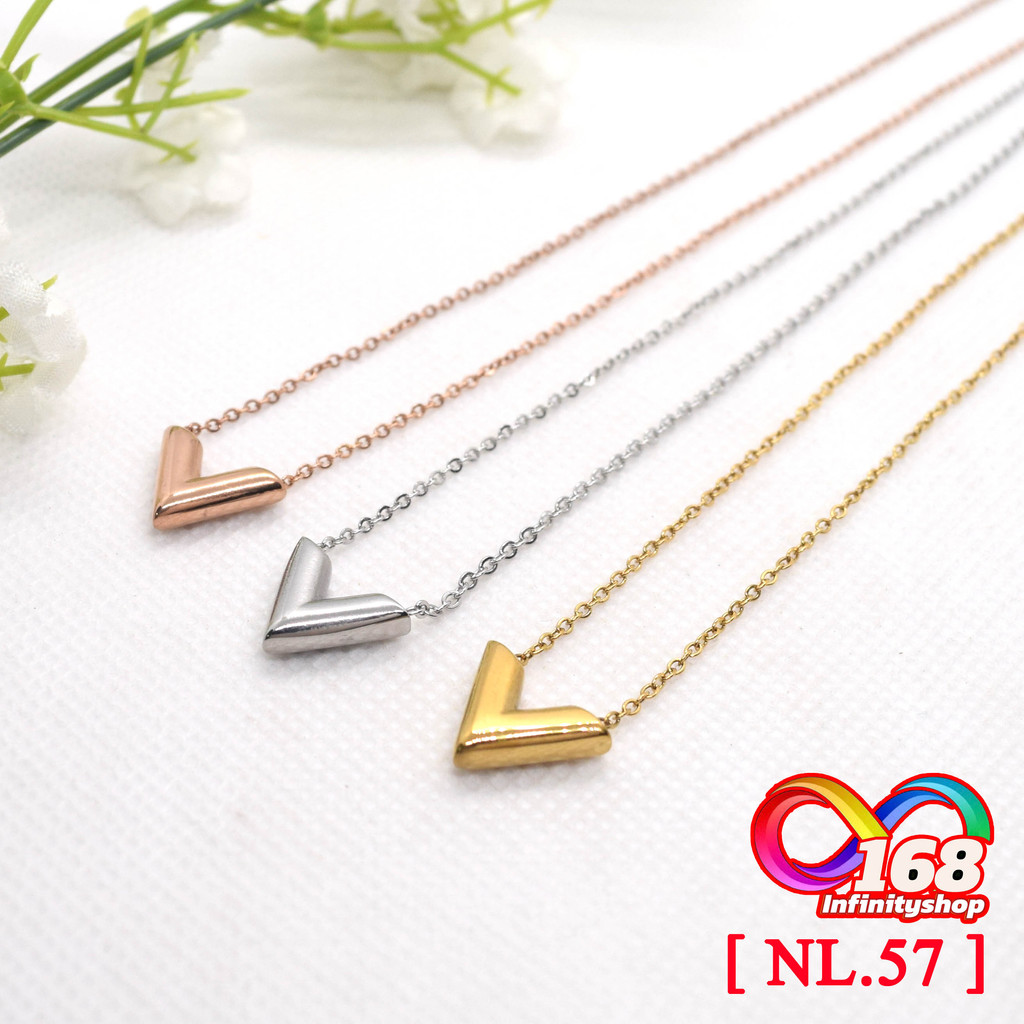 สร้อยคอ สแตนเลส พร้อมจี้ V #ร้านไทย🇹🇭 [ NL.57 ]