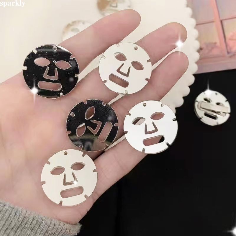 sparklyFacial Mask Bobby Pin Ins Girl Hairpin ฤดูใบไม้ร่วงฤดูหนาวอุปกรณ์เสริมผมกระจกพื้นผิวคลิปผม