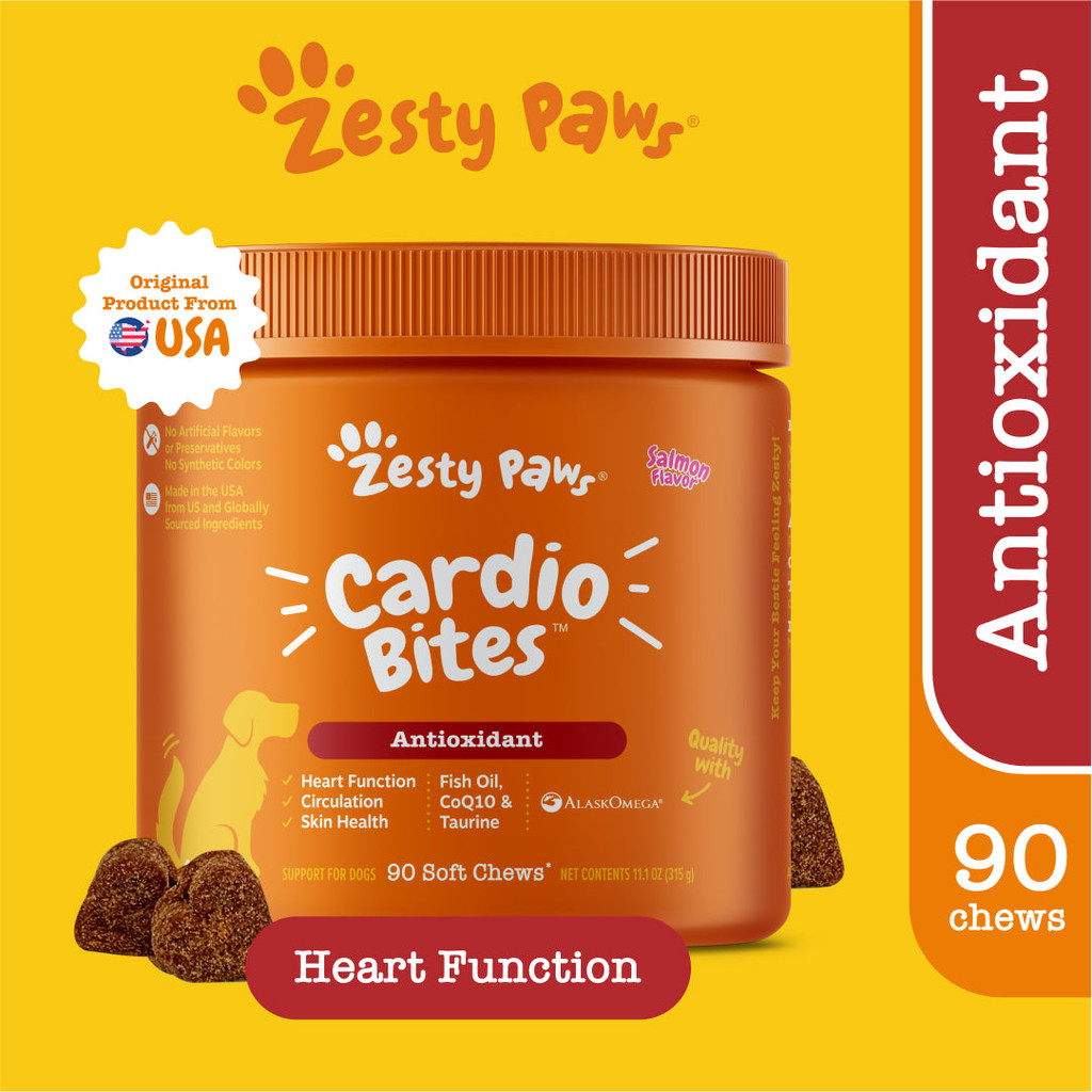 Zesty Paws Cardio Bites [รสแซลมอน] (90 เม็ด แบบเคี้ยว) (EXP:10 2027)