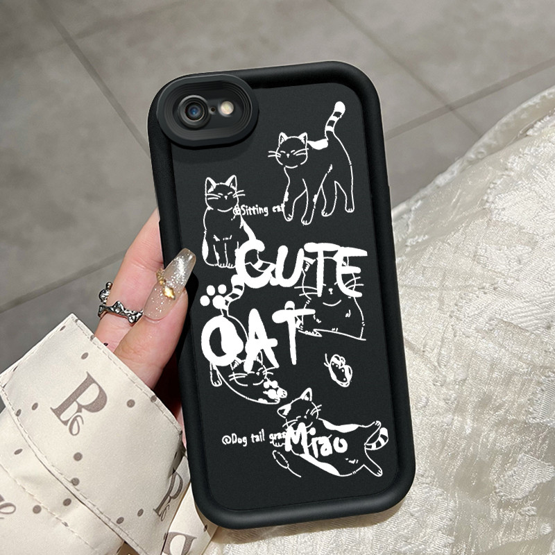 เคสสำหรับ iPhone 6 Plus 6s Plus 7 Plus 8 Plus SE 2020 เคสใหม่เคสซิลิโคนนิ่มดูดซับแรงกระแทกเคสมือถือลายแมวน่ารัก