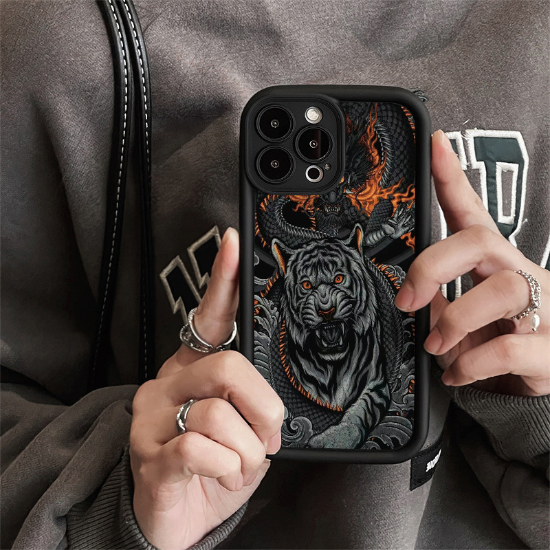 เคสสำหรับ VIVO Y95 Y93 Y93s Y91 Y91i เคสโทรศัพท์ซิลิโคนฝาครอบป้องกันลายมังกรและเสือ - รูปที่ 5