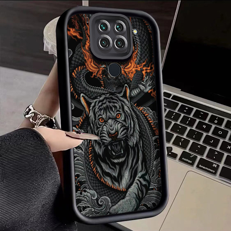 เคสสำหรับ Xiaomi Redmi Note 9 เคสโทรศัพท์ซิลิโคนฝาครอบป้องกันลายมังกรและเสือ