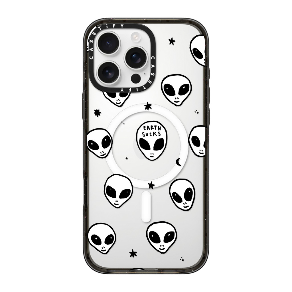[พร้อมส่ง] CASETiFY | Cute White UFO Space Alien Drawing Pattern [Hyakume]