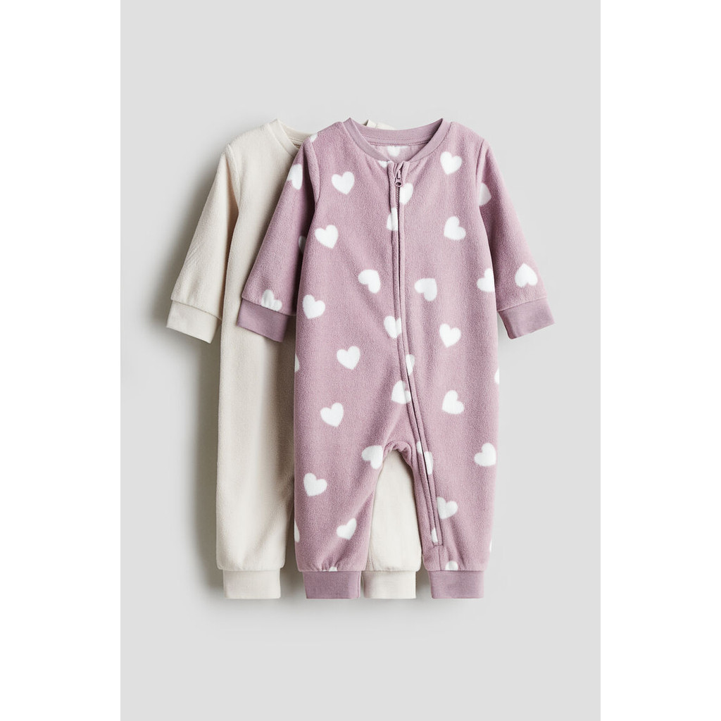 H&M 2-pack fleece zip-up sleepsuits Boy 2-pack fleece zip-up sleepsuits 1177804_2