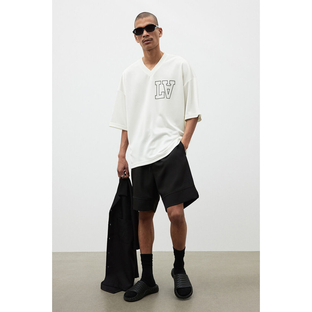 H&M Man Oversized Fit Printed mesh T-shirt 1140854_3