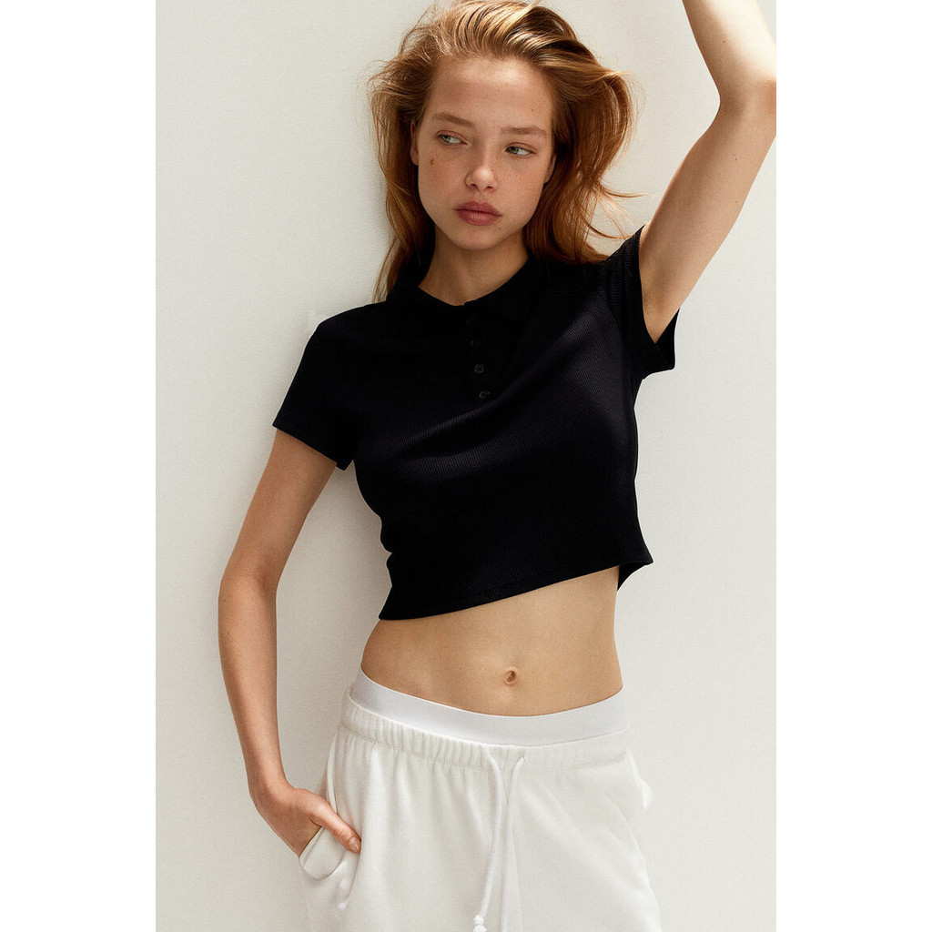 H&M Woman Ribbed polo shirt 1246162_6