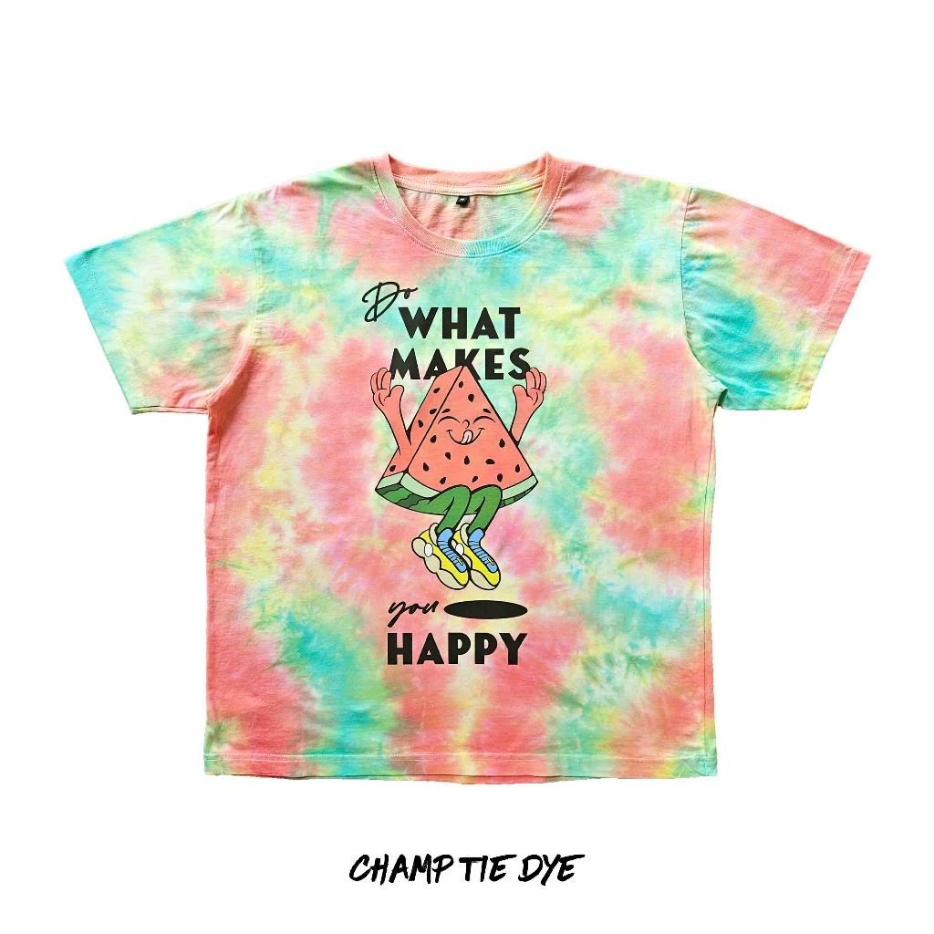 DO WHAT MAKES YOU HAPPY l Tie Dye Oversized T-shirt unisex เสื้อมัดย้อม โอเวอร์ไซซ์ ลายน่ารัก
