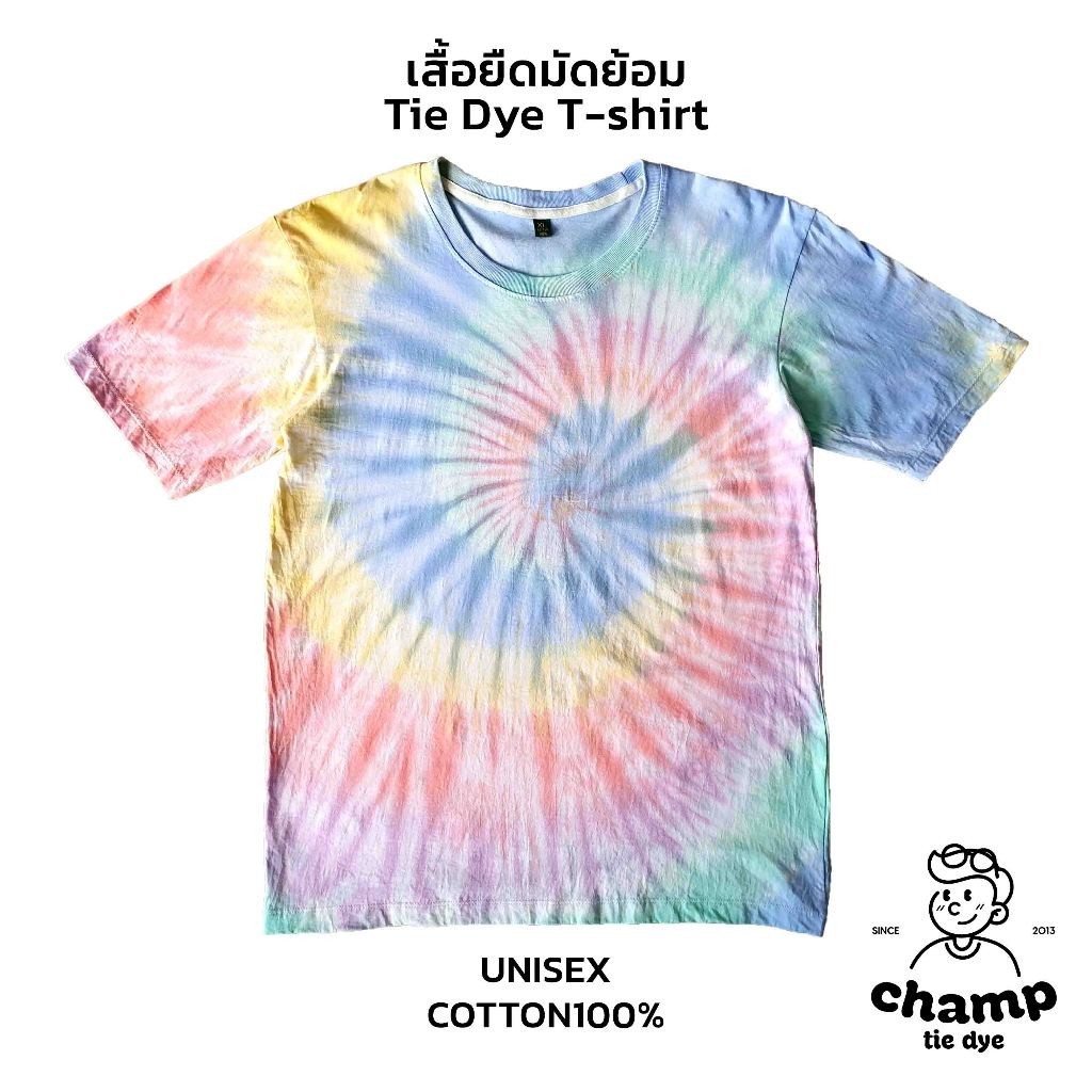 เสื้อยืดมัดย้อม ก้นหอย โอเวอร์ไซส์ คอกลม ไซส์ใหญ่พิเศษ Tie Dye Spiral Oversized  kids T-shirt unisex