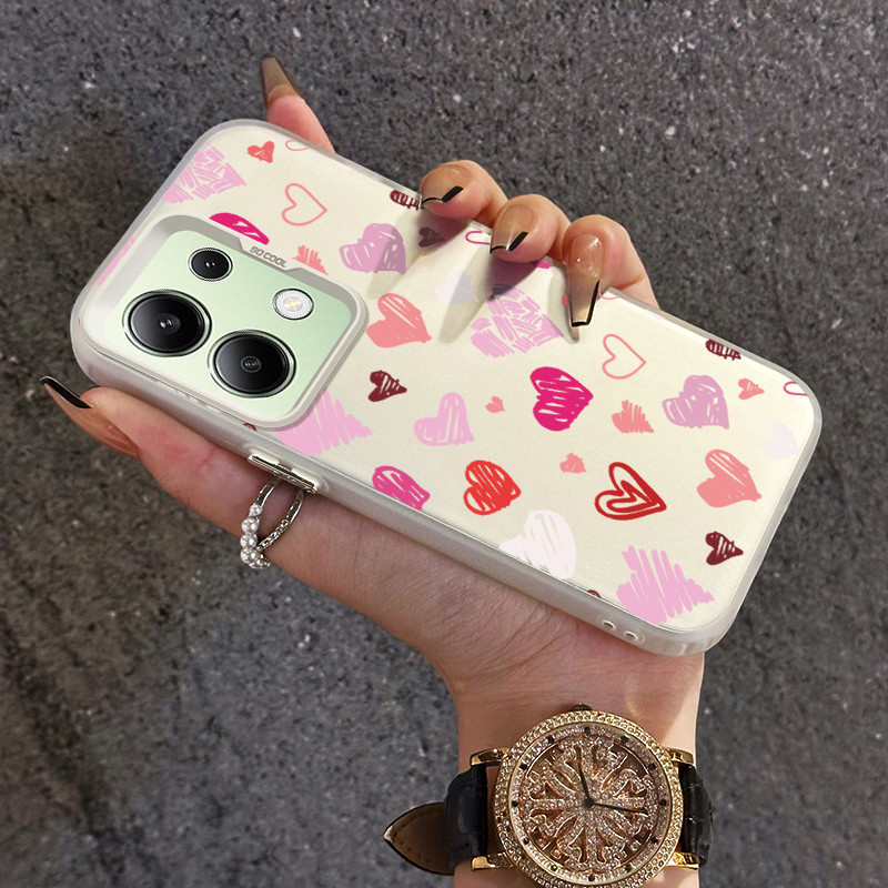 เคสสำหรับ Xiaomi Redmi Note 13 4G Note 13 Pro 5G Poco X6 5G เคสเคสโทรศัพท์ฝ้าโปร่งใสรูปหัวใจป้องกันการตก