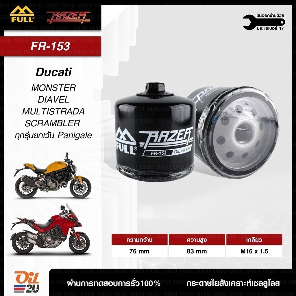 กรอง Ducati ทุกรุ่นยกเว้น Panigale FULL RAZER FR-153