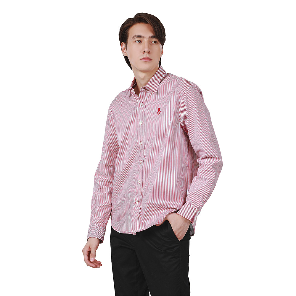 John Henry เสื้อเชิ้ตผู้ชายแขนยาว ทรงปกติ รุ่น JH F624MSLRG45 - สีแดง