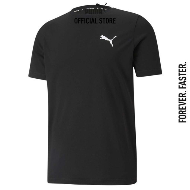 PUMA BASICS - เสื้อยืดคอกลมผู้ชาย Active Small Logo สีดำ - 58672501