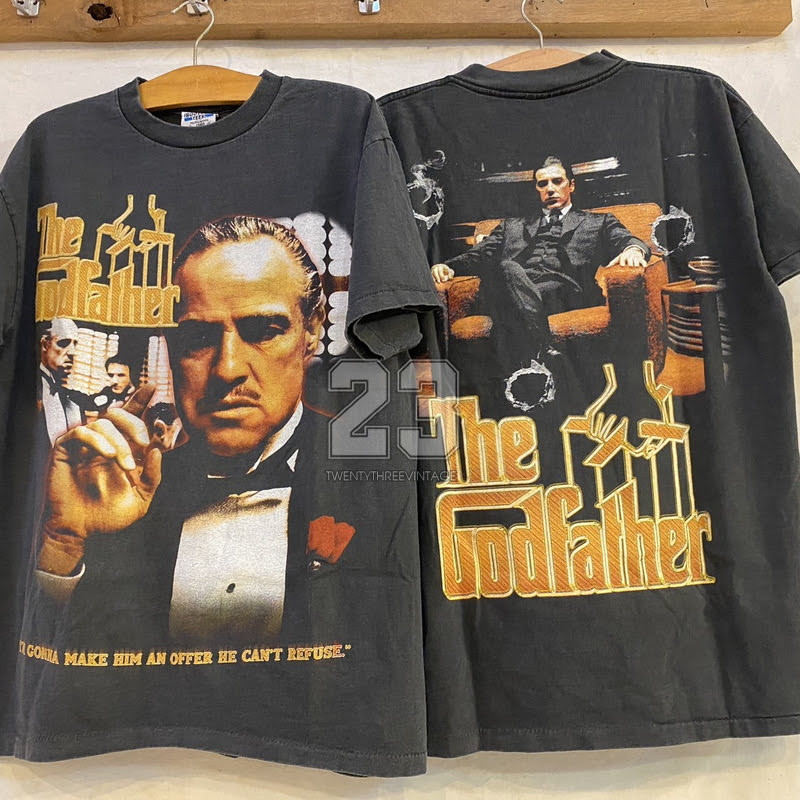 [ 23 ] The Godfather 72 legendary movie Bio Washed tag USA  เสื้อวินเทจ เสื้อทัวร์ หนังตำนาน vintage