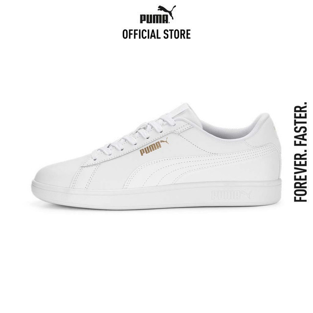 PUMA BASICS - รองเท้าผ้าใบ Smash 3.0 L สีขาว - 39098701