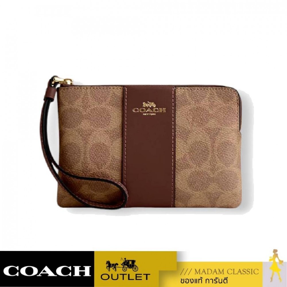 NEW กระเป๋าสตางค์ผู้หญิง COACH CW854 Signature coated canvas and smooth leather (IMXHE)