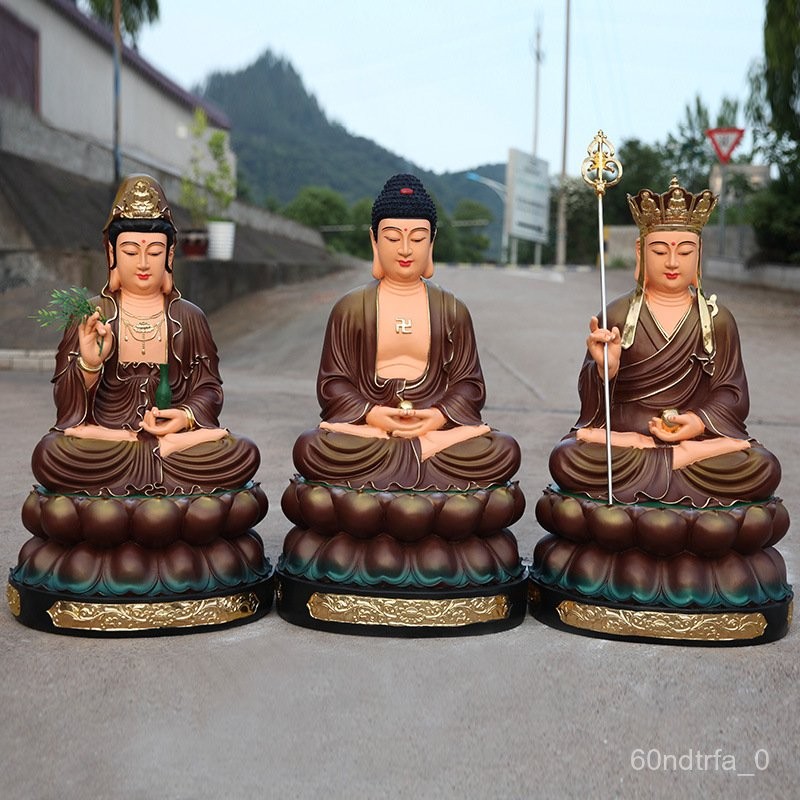 พระพุทธรูปเรซิ่นวัด สามนักบุญ 88cm กษิติชา พระอวโลกิเตศวรปิดทองพระตถาคต R2YY