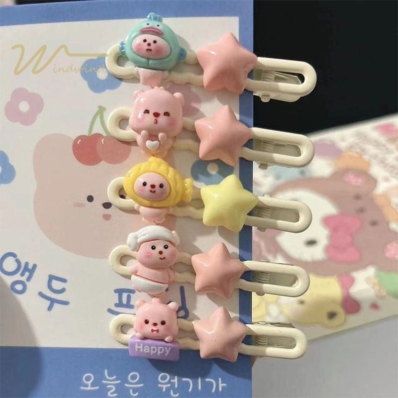 poppyjoy กิ๊ฟติดผม สีแคนดี้รูปดาวห้าแฉก มินิหน้าม้าคลิปด้านข้าง น่ารักหวาน สไตล์เกาหลี เด็กนักเรียนสำหรับผู้หญิง
