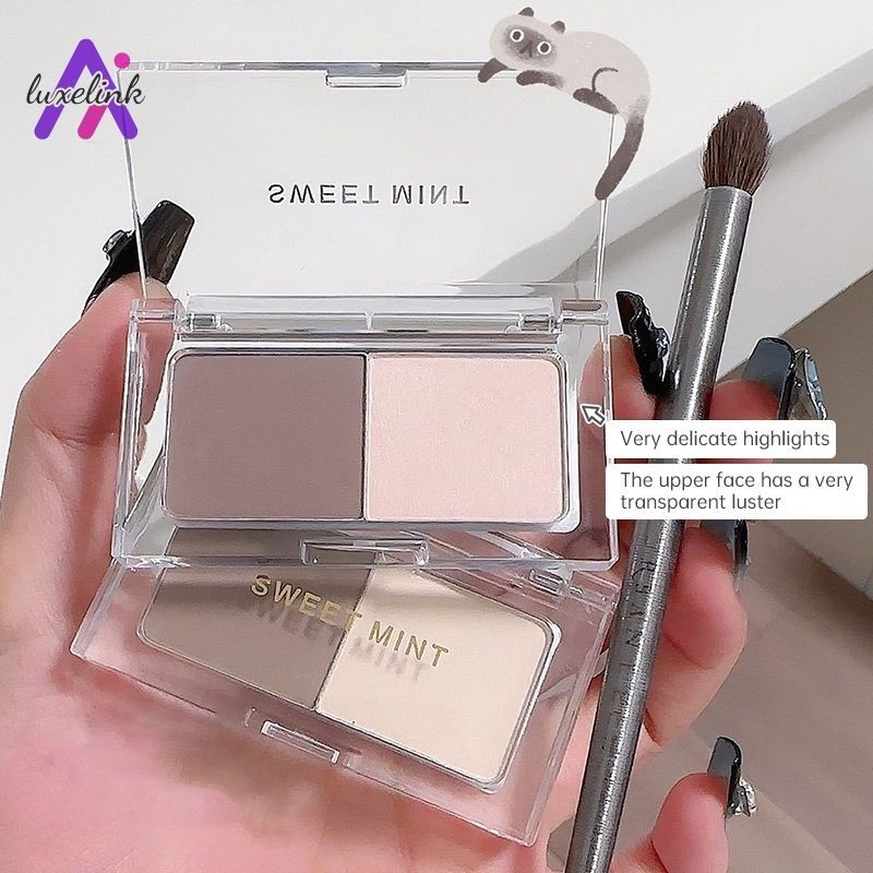 🌿Luxelink🌿SWEET MINTคอนทัวร์ ไฮไลท์ 2 in 1 ในตลับ เนื้อฝุ่นสีสวย เฉดดิ้งกรอบหน้า ไฮไลท์หน้าพุ่ง สวยเป๊ะ