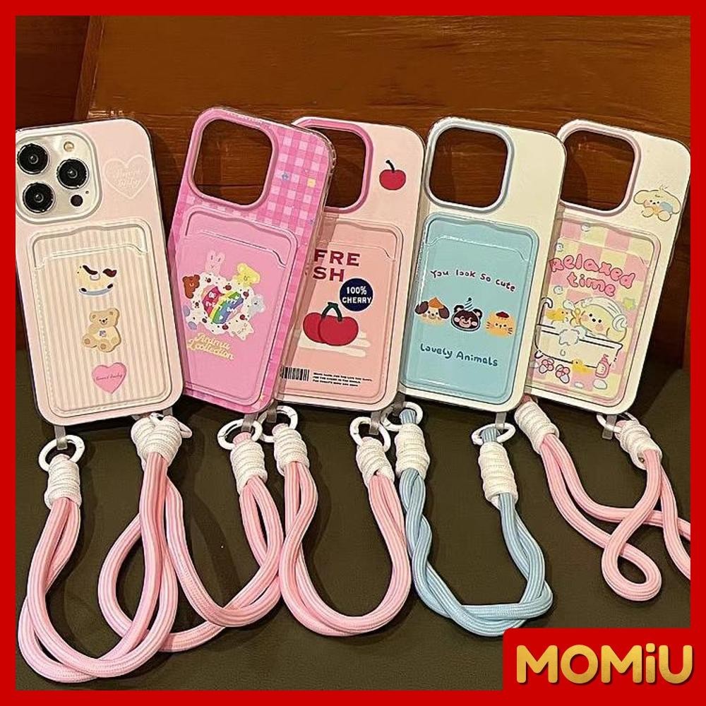 MOMiU - เข้ากันได้สำหรับ เคสไอโฟน11 เคส iphone 16 Pro Max 7Plus XR 12 13 14 15 การ์ดปลั๊กอิน กล่องเก็บการ์ด สร้อยข้อมือ