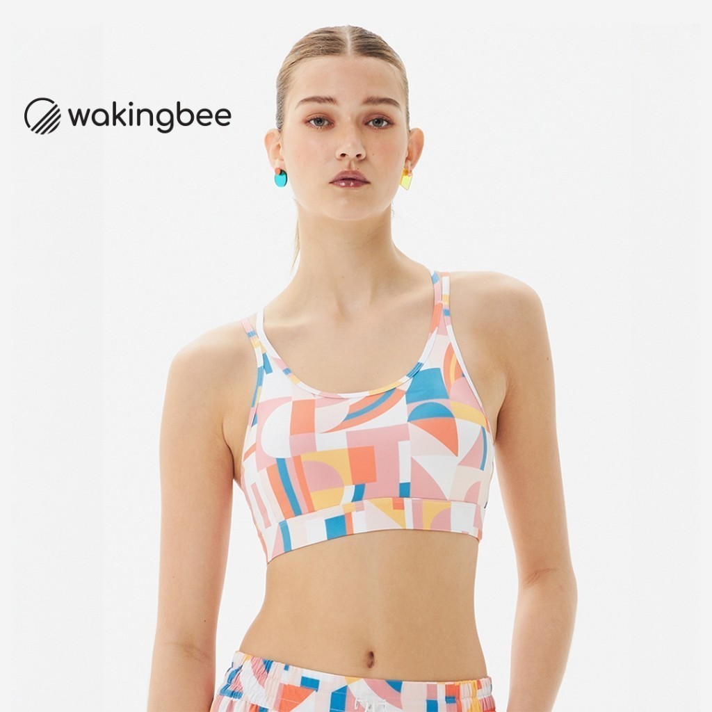 Wakingbee Paris Bra (Art Deco) สปอร์ตบรา ทรงสวย กระชับ สายหลังคู่ ซัพพอร์ตดี ผ้ากันยูวี แห้งไว ยืดหยุ่นดี มีฟองน้ำ