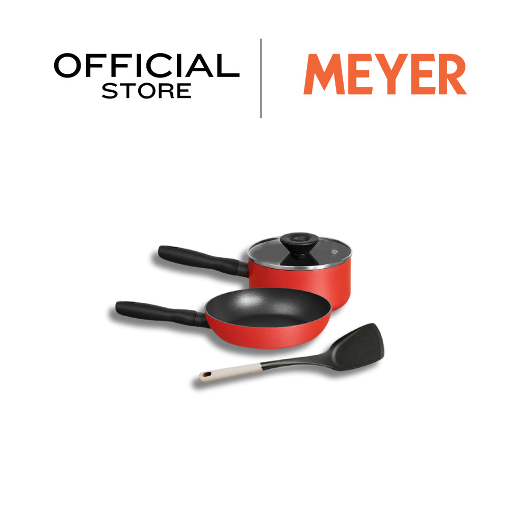 MEYER Bauhaus Induction ชุดเครื่องครัว 4 ชิ้น กระทะ/หม้อด้ามจับ/ฝา และตะหลิว Cookware set with turner (14211-TE12)