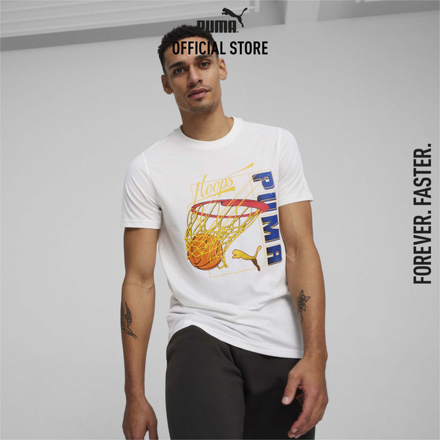PUMA BASKETBALL - เสื้อยืดบาสเกตบอลผู้ชาย Swished สีขาว 62480103