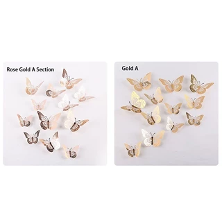 😍COD😍สติกเกอร์ติดผนัง ลายผีเสื้อ 3D กลวง อุปกรณ์เสริม สําหรับตกแต่งบ้าน ปาร์ตี้คริสต์มาส งานแต่งงาน 12 ชิ้น ต่อชุด