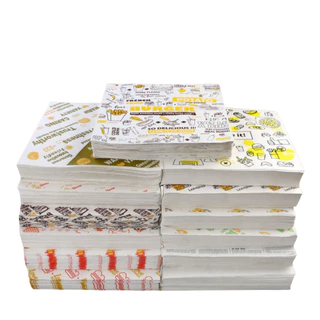welmart กระดาษห่อเบอร์เกอร์ (100ใบ/แพ็ค) ห่อแซนวิช ห่ออาหาร และรองอาหาร ขนาด 28.5×29.5 ซม. Food grade