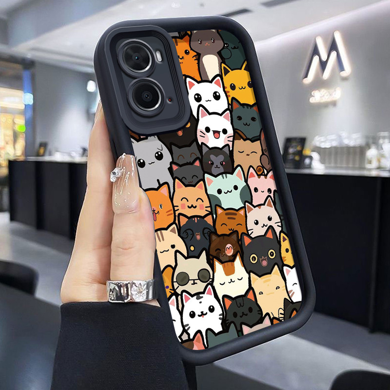 เคสสำหรับ OPPO A36 OPPO A76 OPPO A96 เคสป้องกันโทรศัพท์รูปแมวน่ารัก