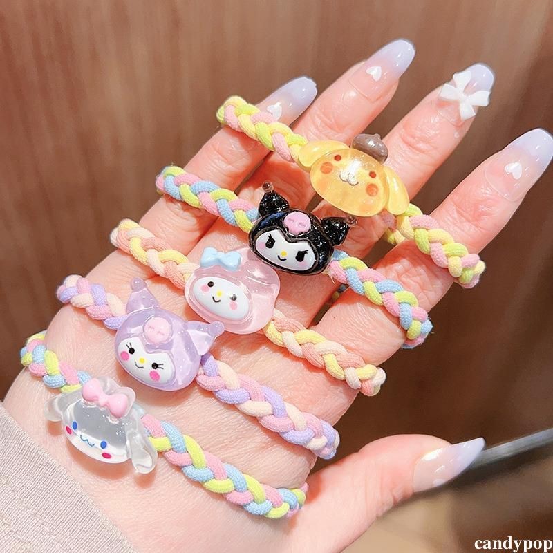candypop น่ารัก Sanrio หนัง Ins ถักยืดสูง Scrunchie Mori สไตล์ผูกเชือกผมหางม้า