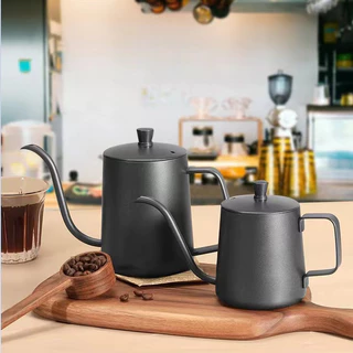 กาดริปกาแฟ สแตนเลส สีเงิน/สีดำ 250ml/350ml/600ml Stainless Pour-Over Coffee Drip Pot