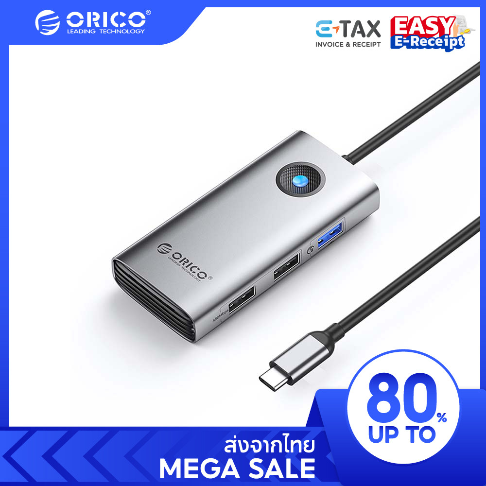 [ออก E-TAX ลดหย่อนภาษีได้] ORICO อะแดปเตอร์ฮับ Type-C 3.0 to 4K60hz HDMI-Compatible DP PD100W SD Hub