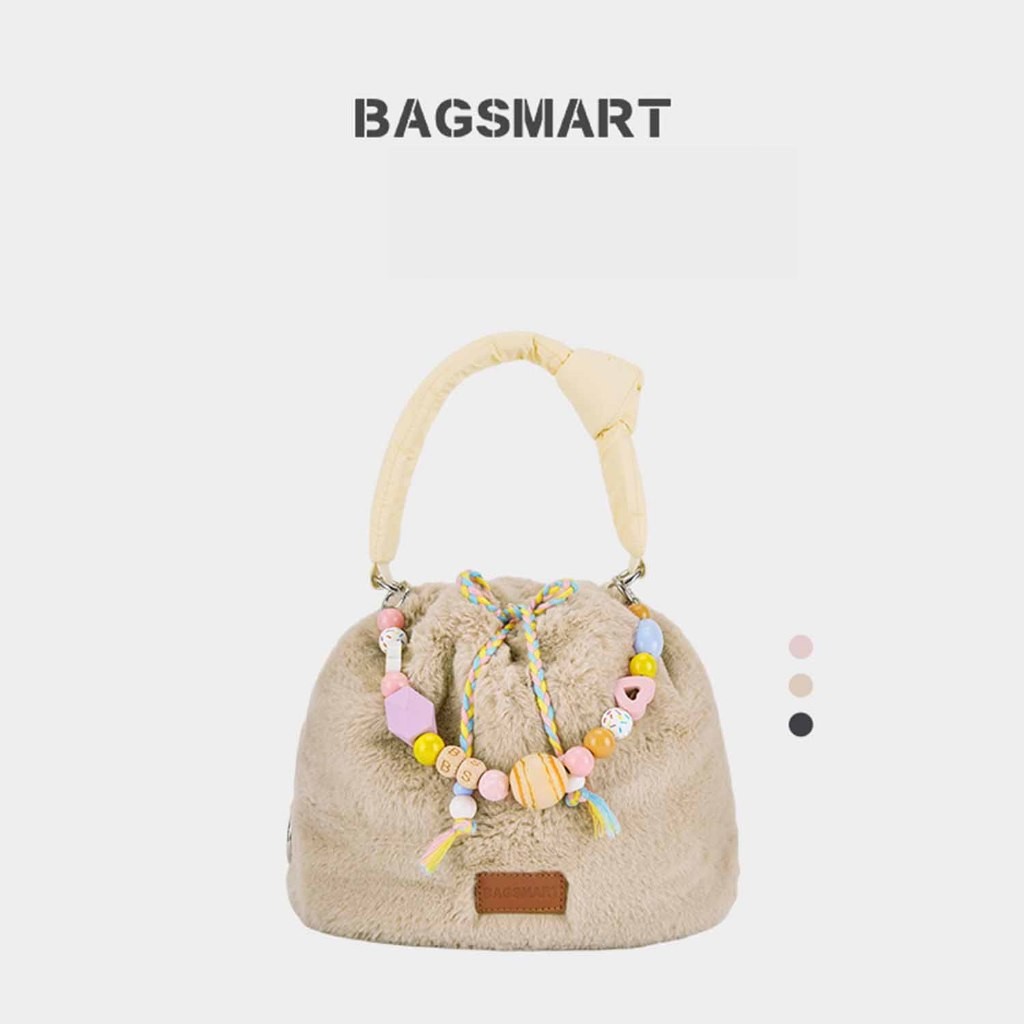 BAGSMART กระเป๋าเป้สะพายหลัง จุของได้เยอะ กระเป๋าสะพายไหล่ Plush น่ารัก Crossbody bag สําหรับผู้หญิง