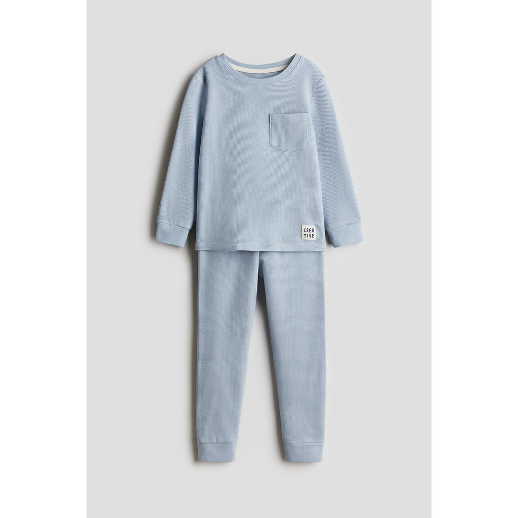 H&M เด็กผู้ชาย Waffled cotton pyjamas 1267117_1