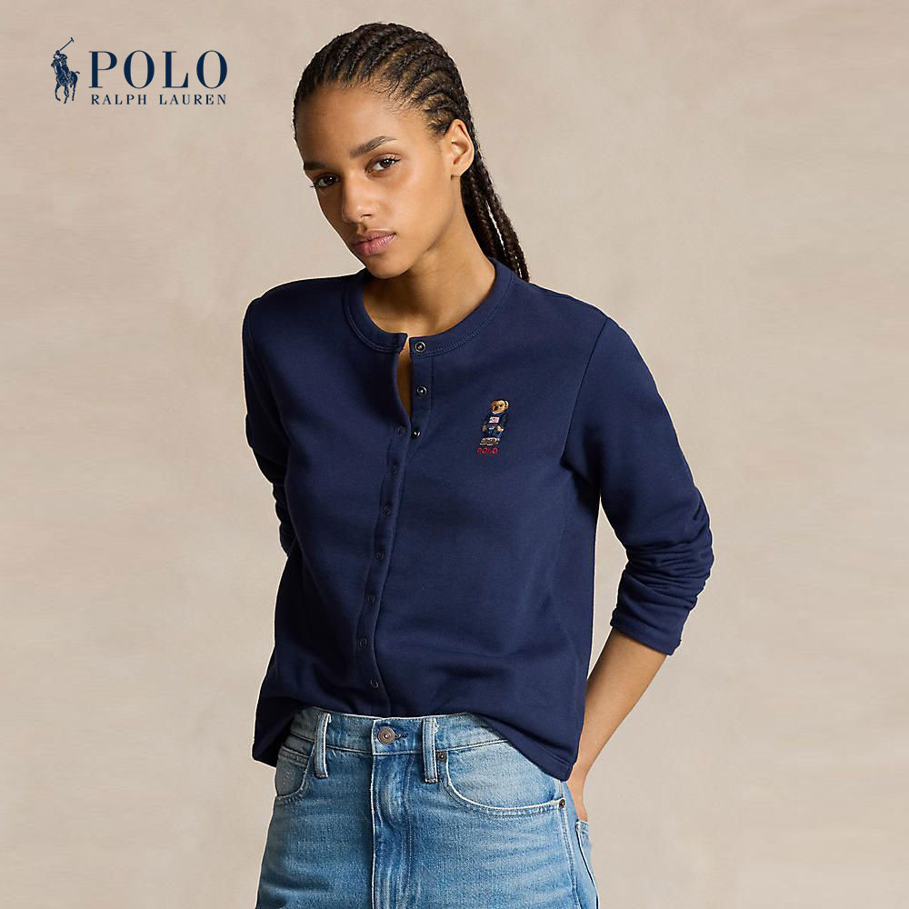 Polo Ralph Lauren เสื้อคาร์ดิแกนผู้หญิง Polo Bear French Terry Cardigan รุ่น WMPOKNINDW20007 สีกรมท่า