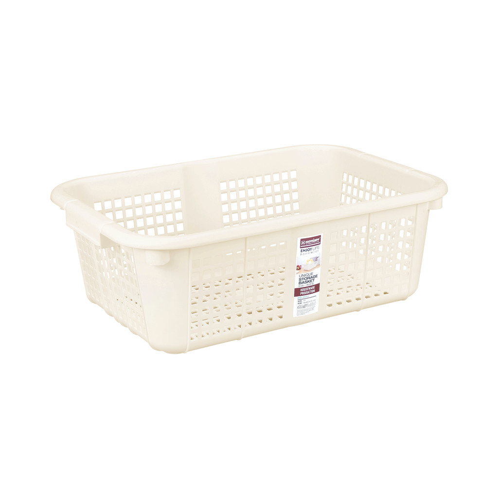 ตะกร้าพลาสติกทรงเหลี่ยม Hotaru KASSA HOME รุ่น LKW-BQ-3013 ขนาด 44.5 x 31.2 x 15.1 ซม. สีครีม